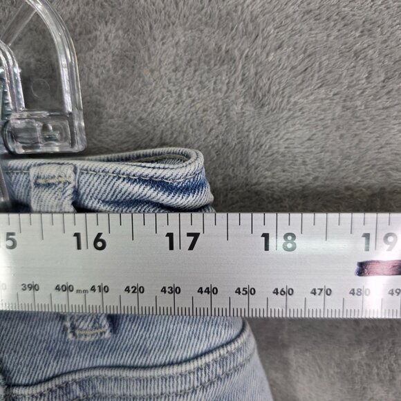 Womens Rue+ Blue Denim Shorts Distressed Heart Appliques Frayed Hem Hi Rise 14 - Picture 7 of 10